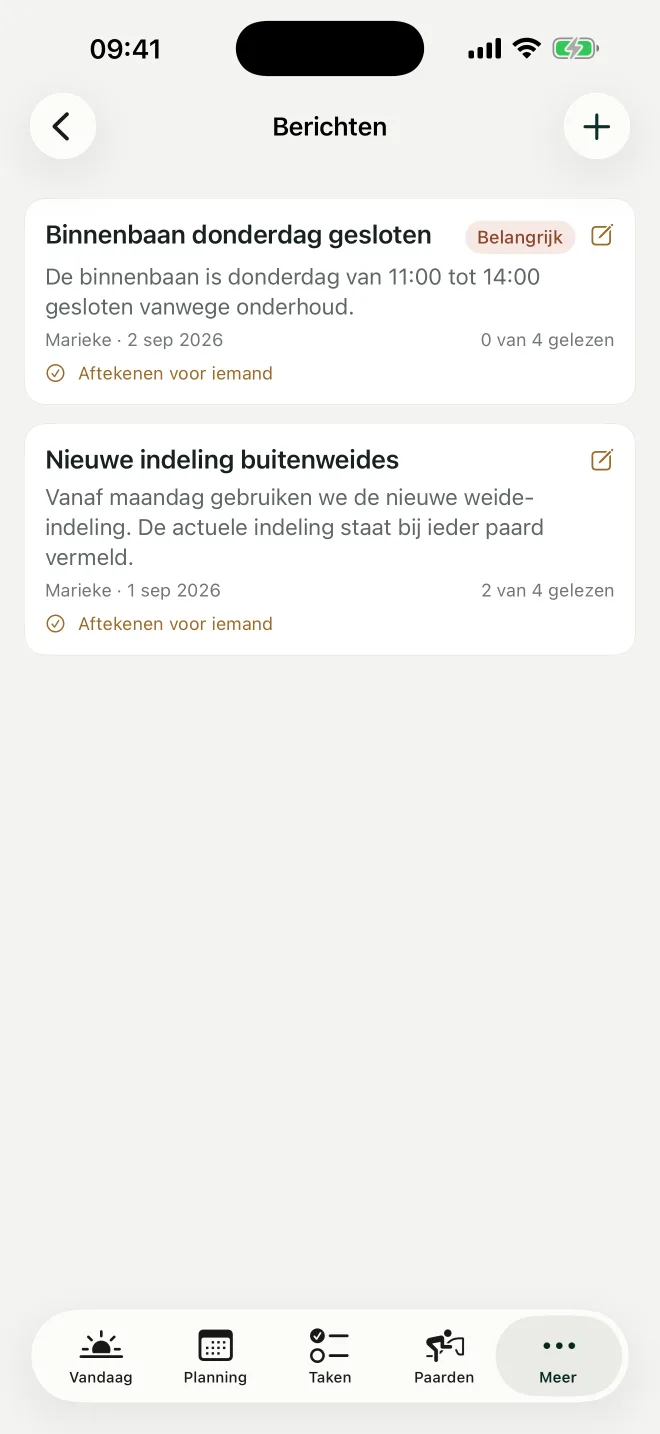 Berichten tussen de mensen op stal
